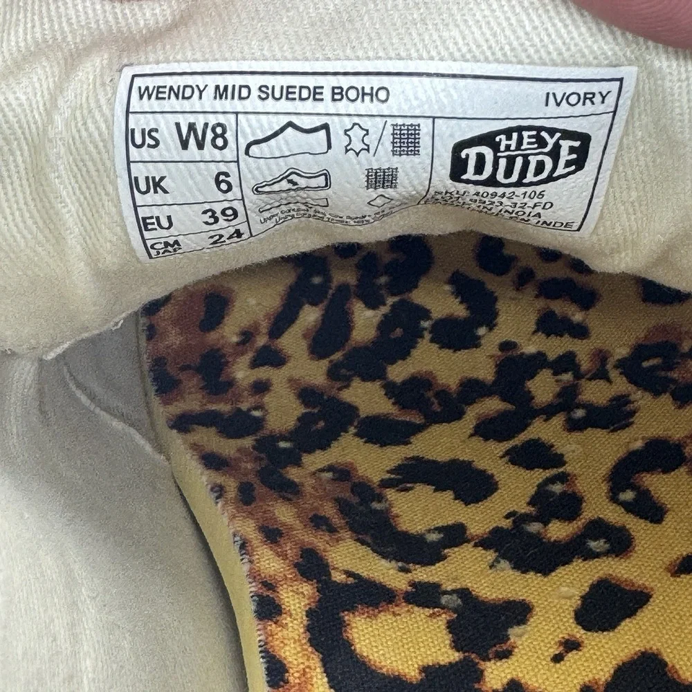 Hey Dude Women's Size‎ 8 Wendy Mid Suede Boho Ivory Lightweight Comfort Shoes